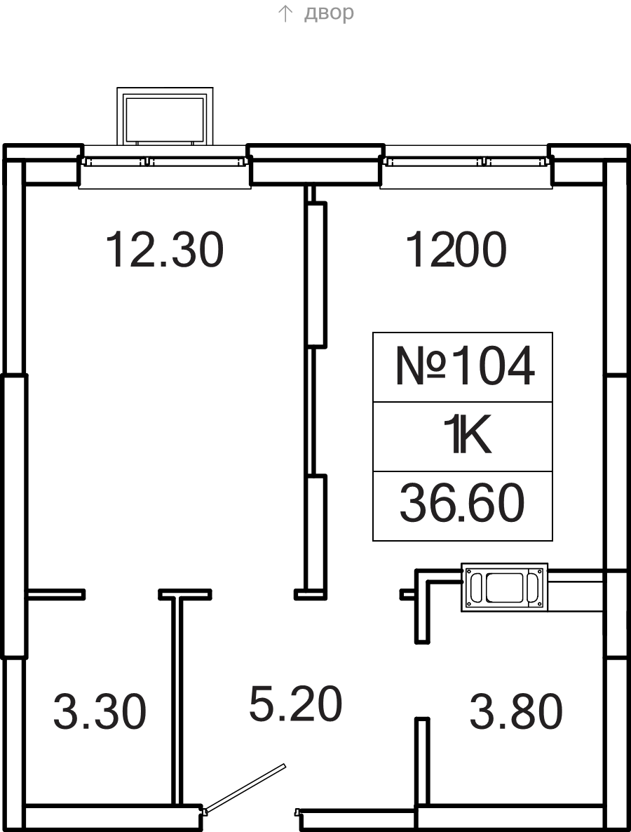 1 ккв 36,6 м²