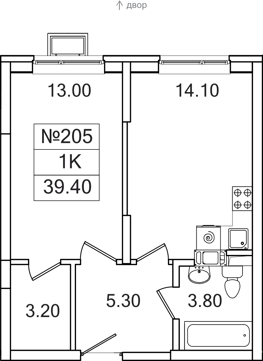 1 ккв 39,4 м²