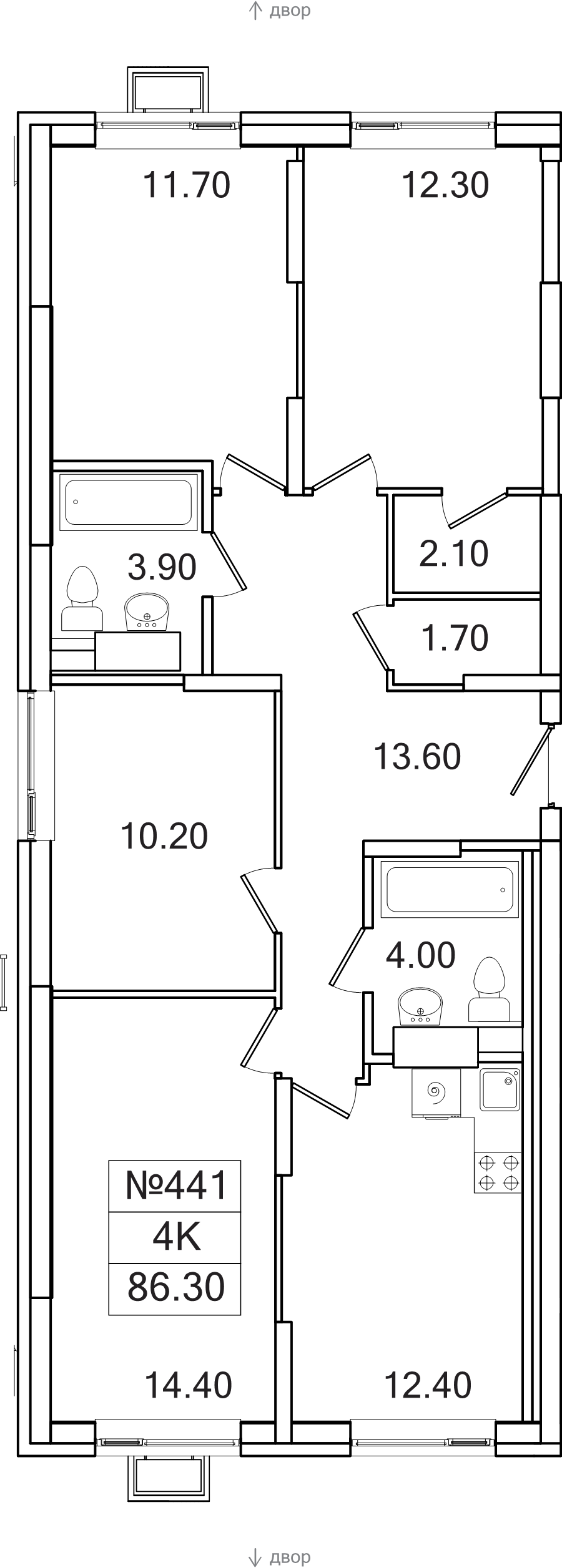4 ккв 86,3 м²