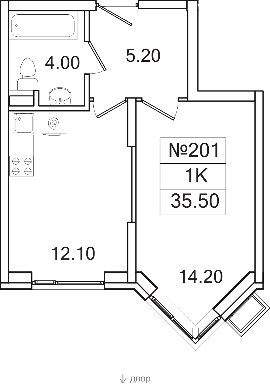 1 ккв 35,5 м²