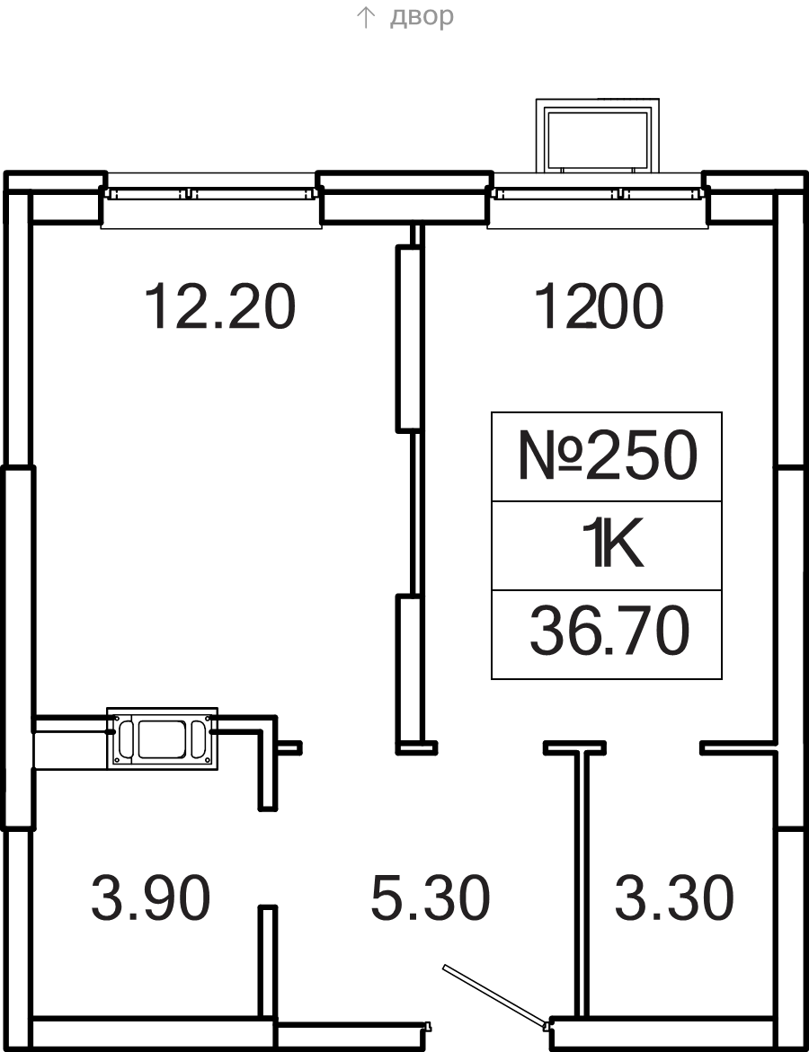 1 ккв 36,7 м²