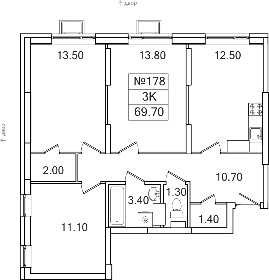 3 ккв 69,7 м²
