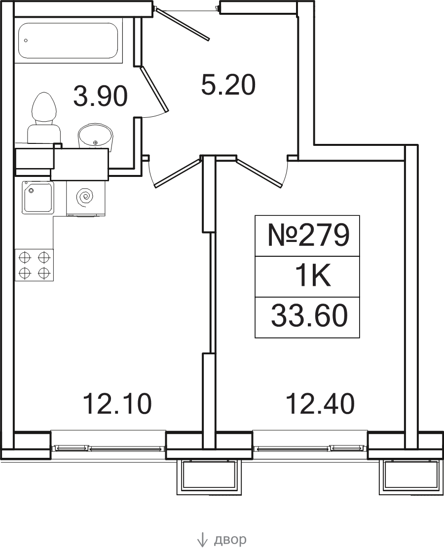 1 ккв 33,6 м²