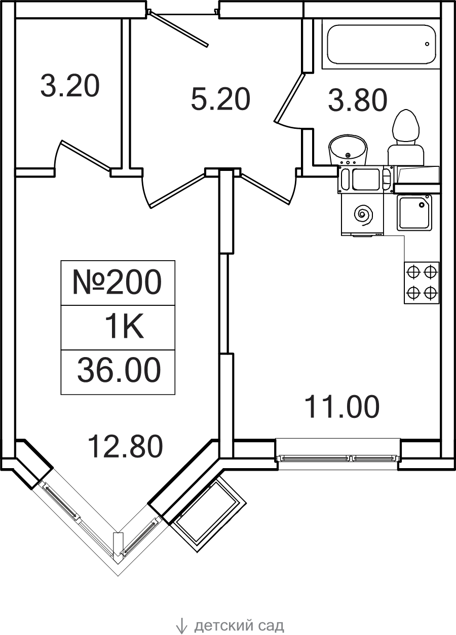 1 ккв 36 м²