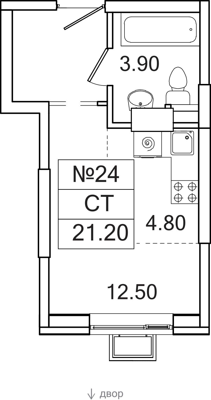Студия 21,2 м²