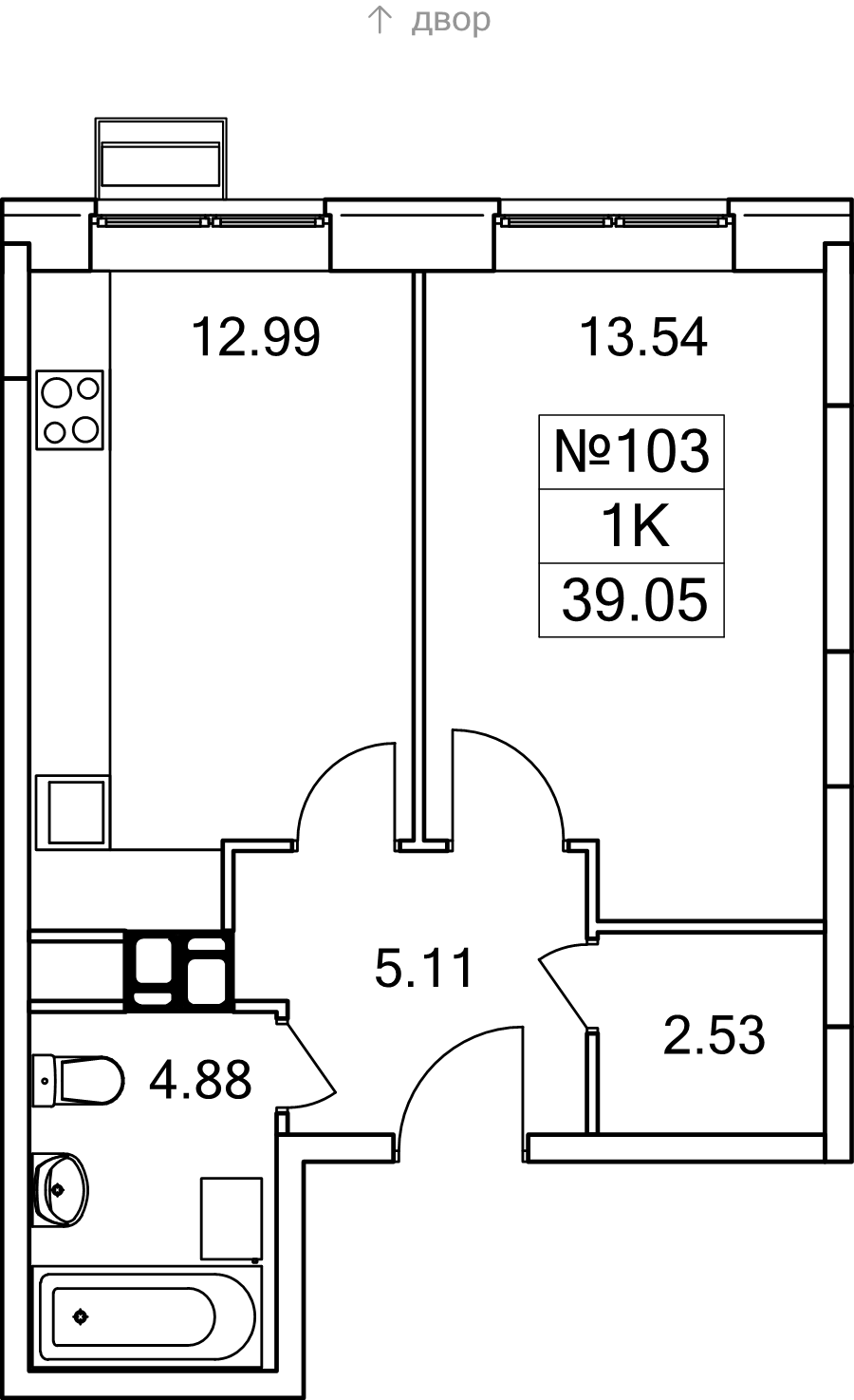 1 ккв 39,1 м²