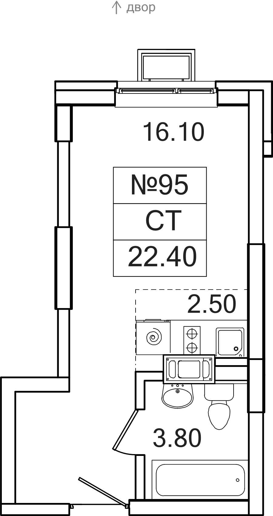 Студия 22,4 м²