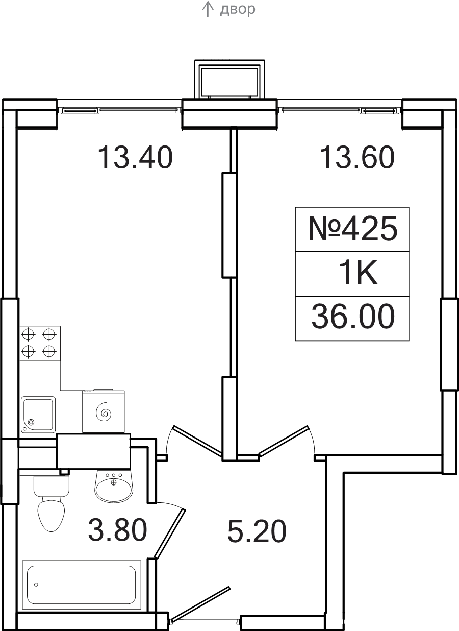 1 ккв 36 м²