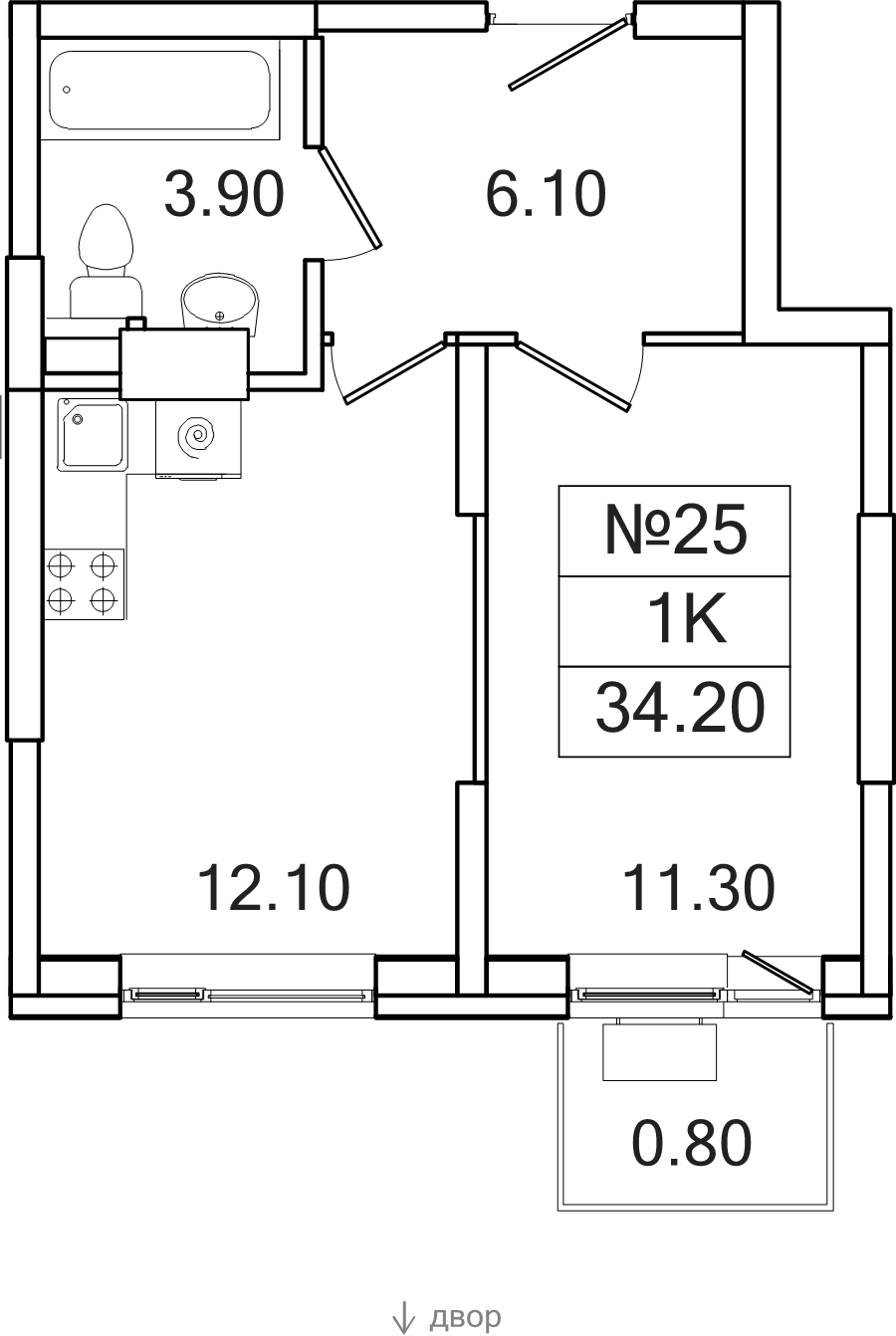 1 ккв 34,2 м²