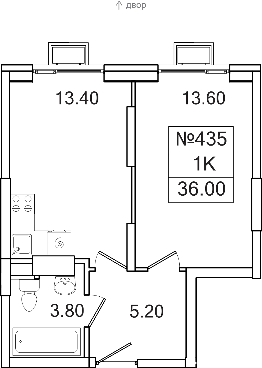 1 ккв 36 м²