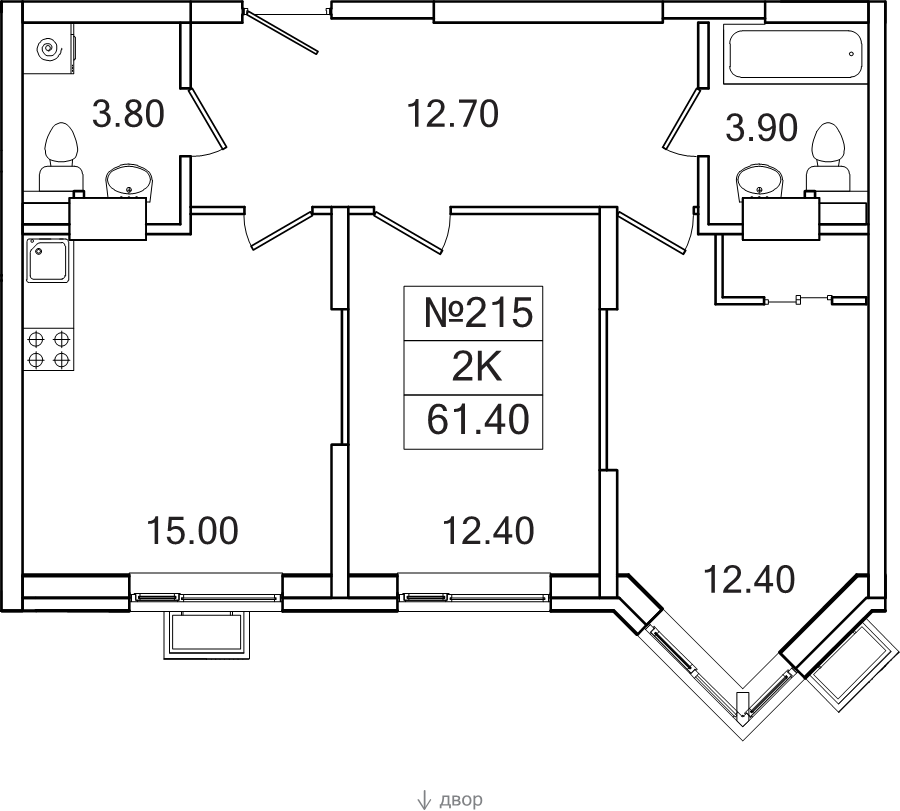 3 ккв (Евро) 61,4 м²