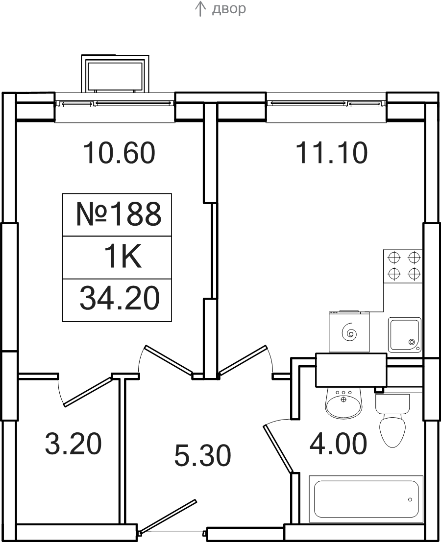1 ккв 34,2 м²