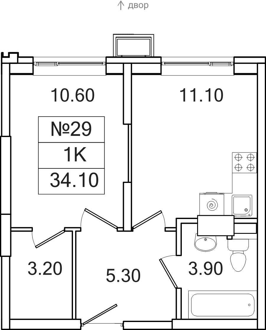 1 ккв 34,1 м²