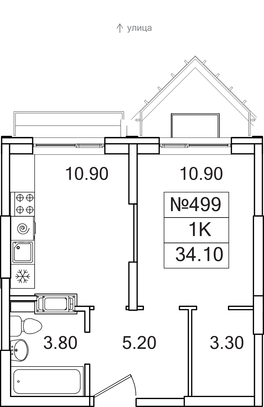 1 ккв 34,1 м²