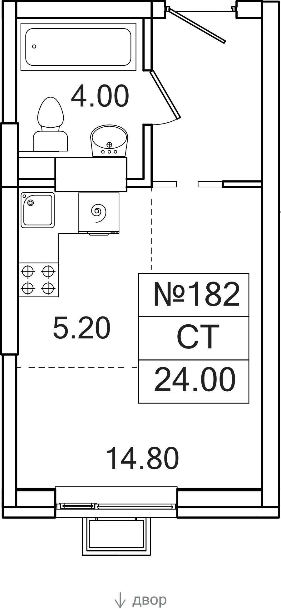 Студия 24 м²