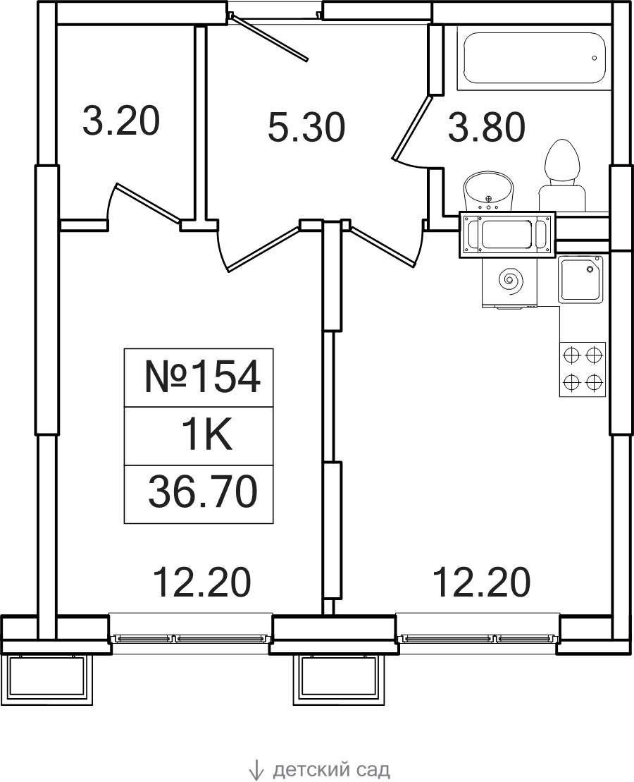 1 ккв 36,7 м²