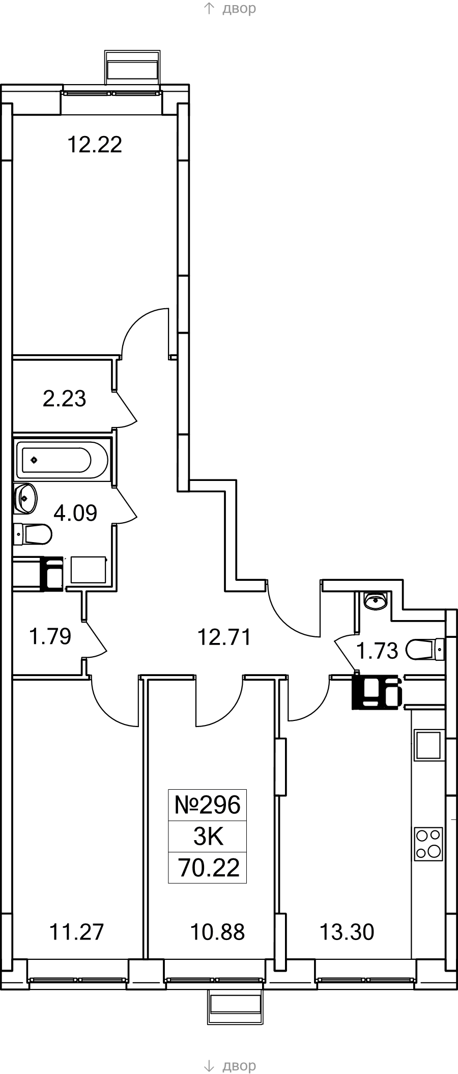 3 ккв 70,2 м²
