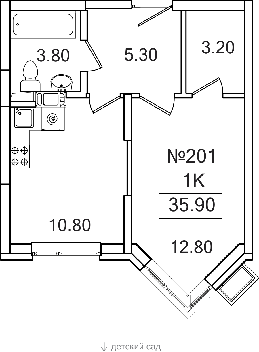 1 ккв 35,9 м²
