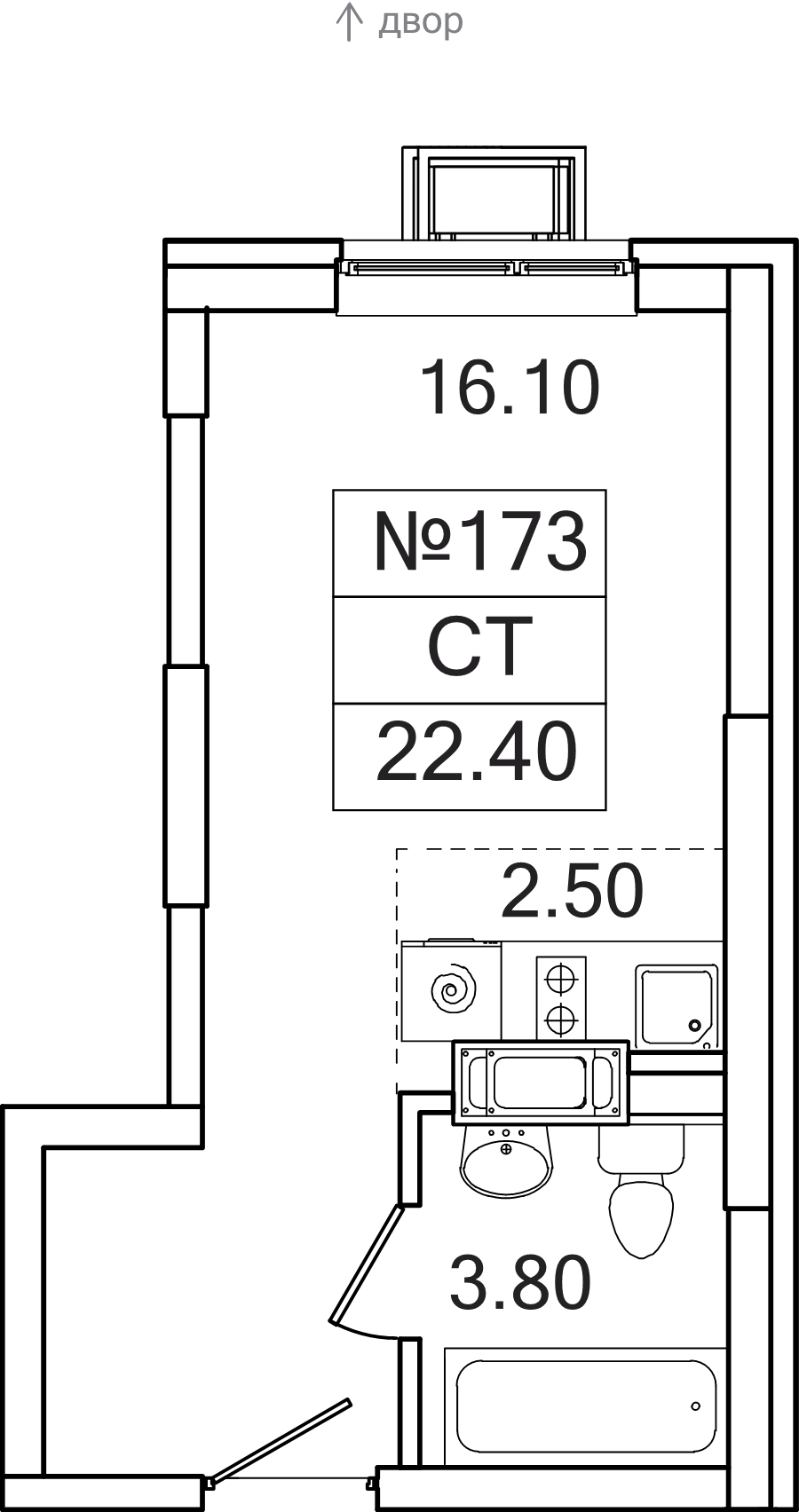 Студия 22,4 м²