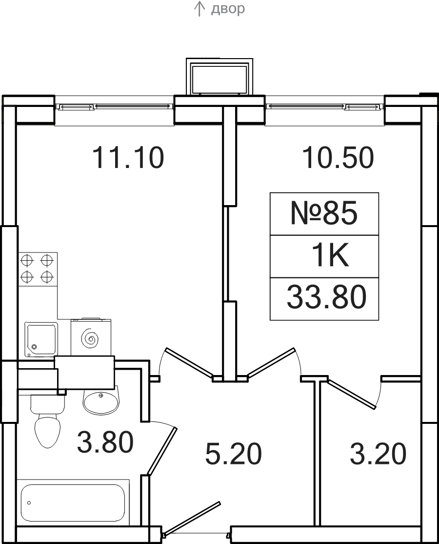 1 ккв 33,8 м²