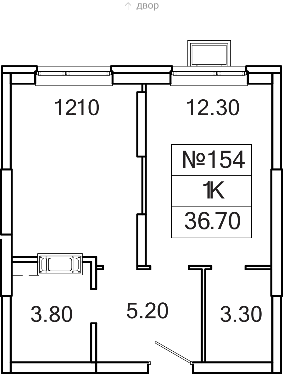 1 ккв 36,7 м²