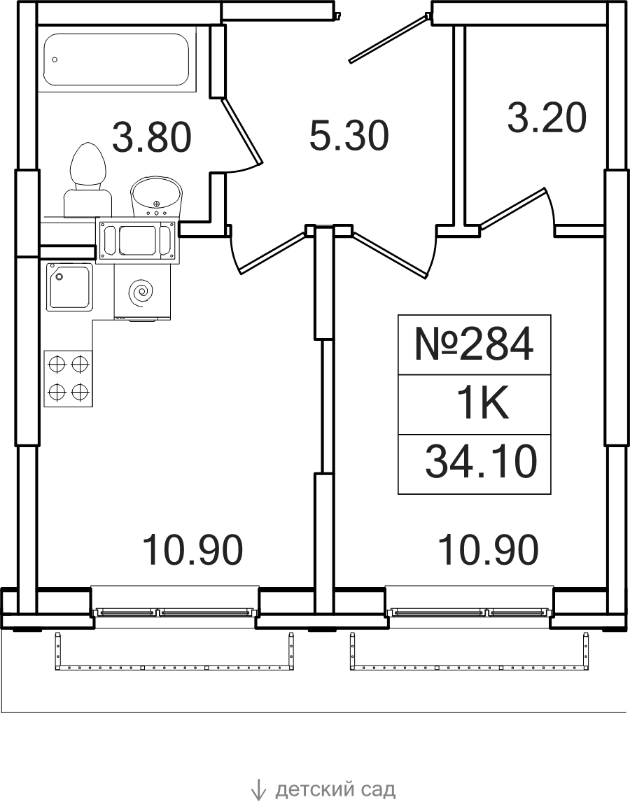 1 ккв 34,1 м²