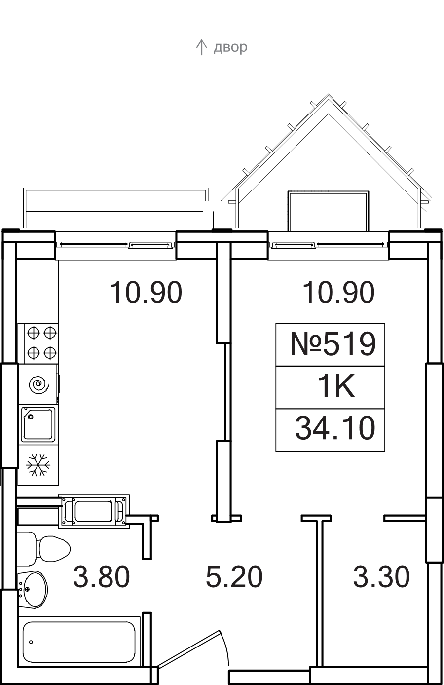 1 ккв 34,1 м²