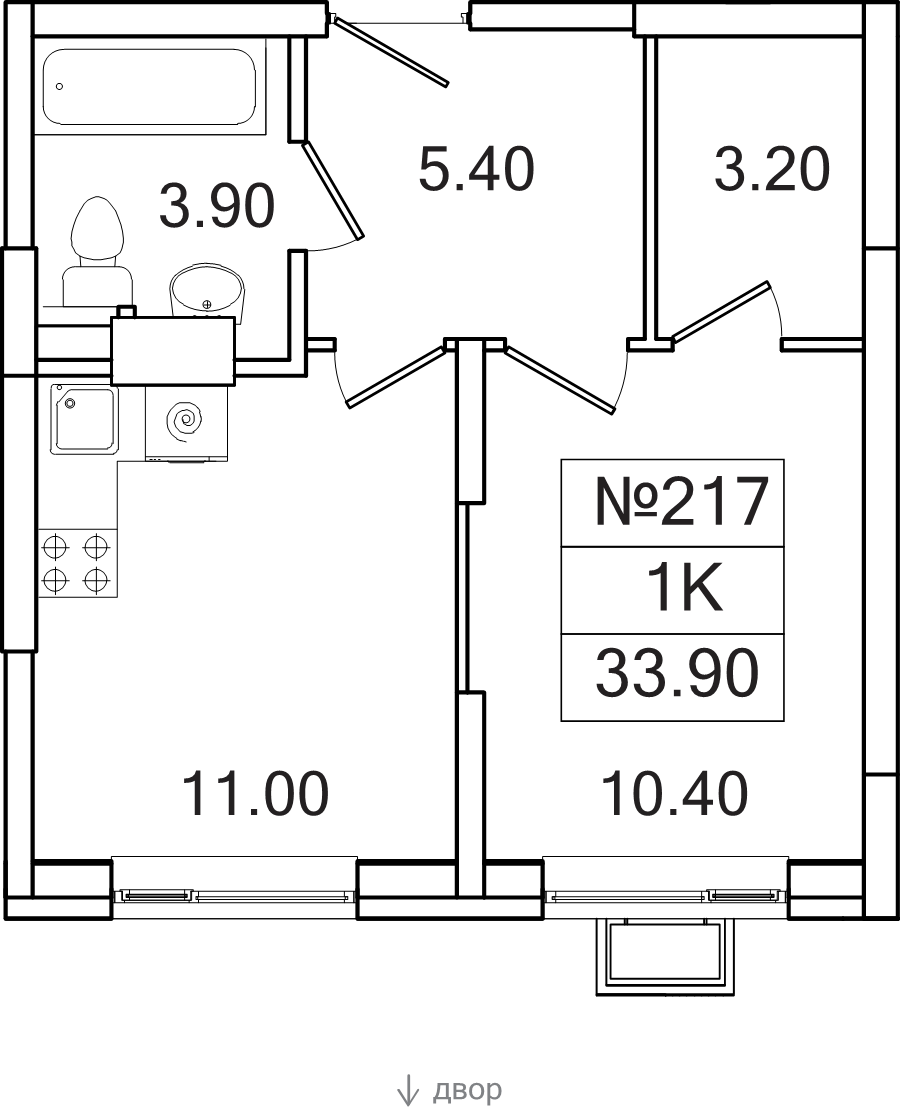 1 ккв 33,9 м²