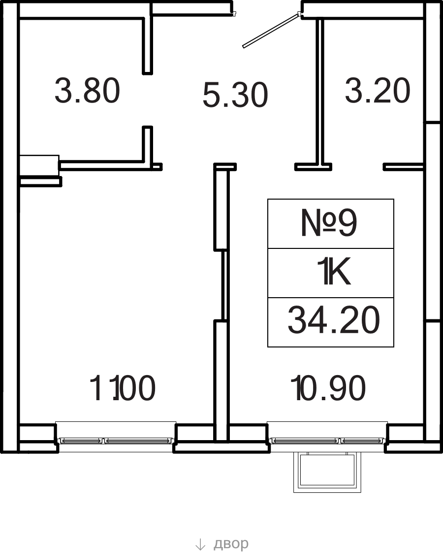 1 ккв 34,2 м²