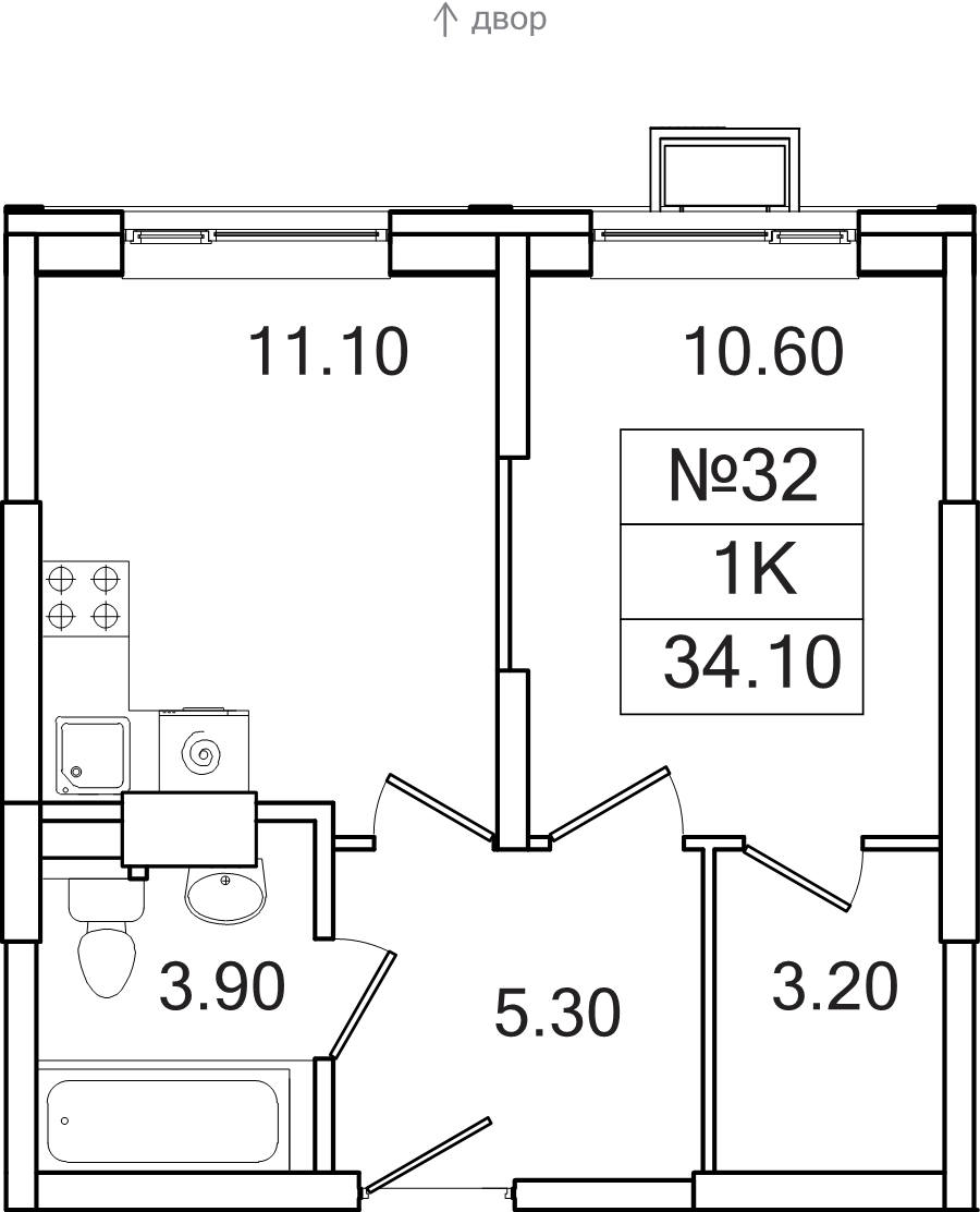 1 ккв 34,1 м²