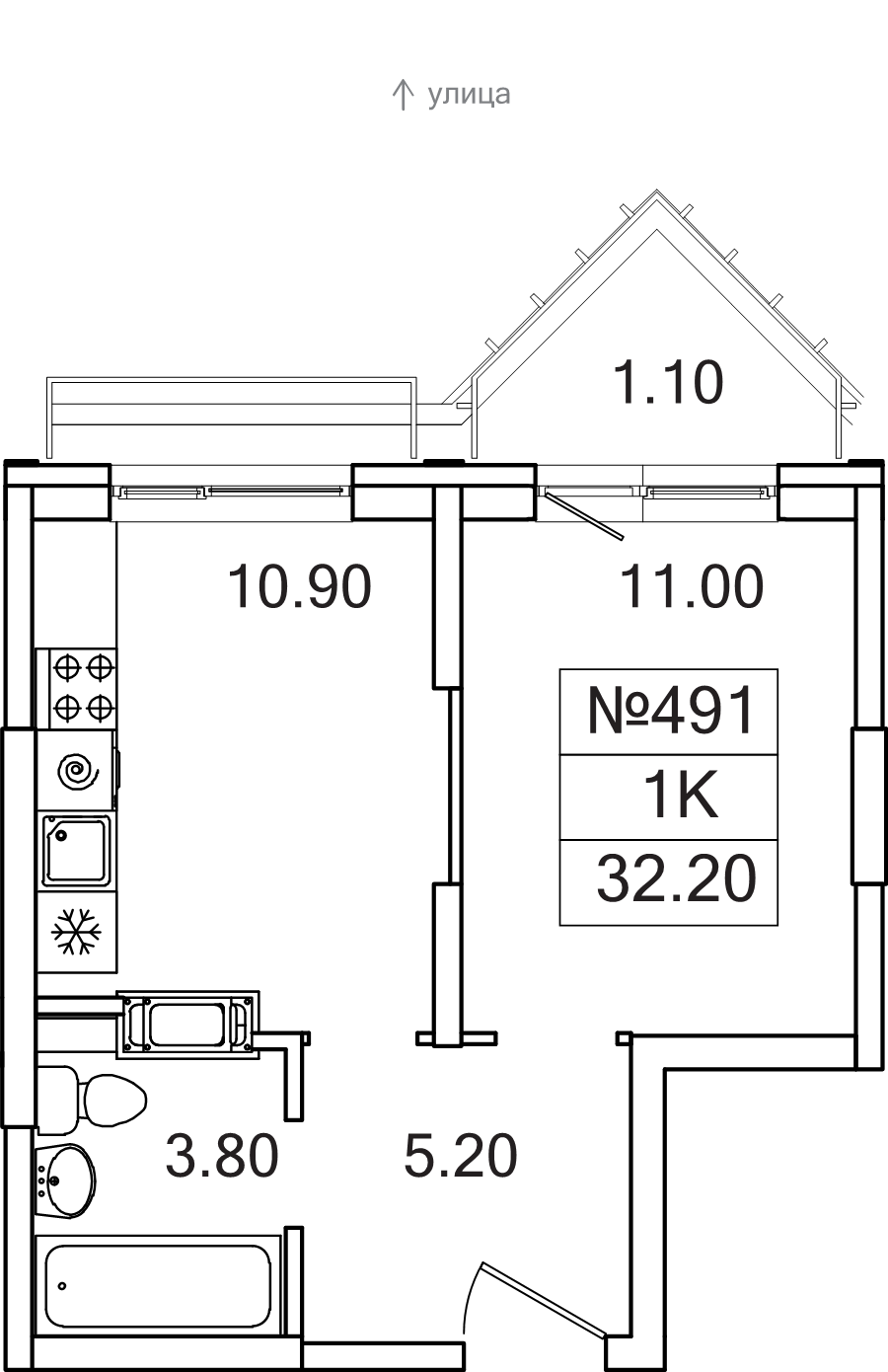 1 ккв 32 м²