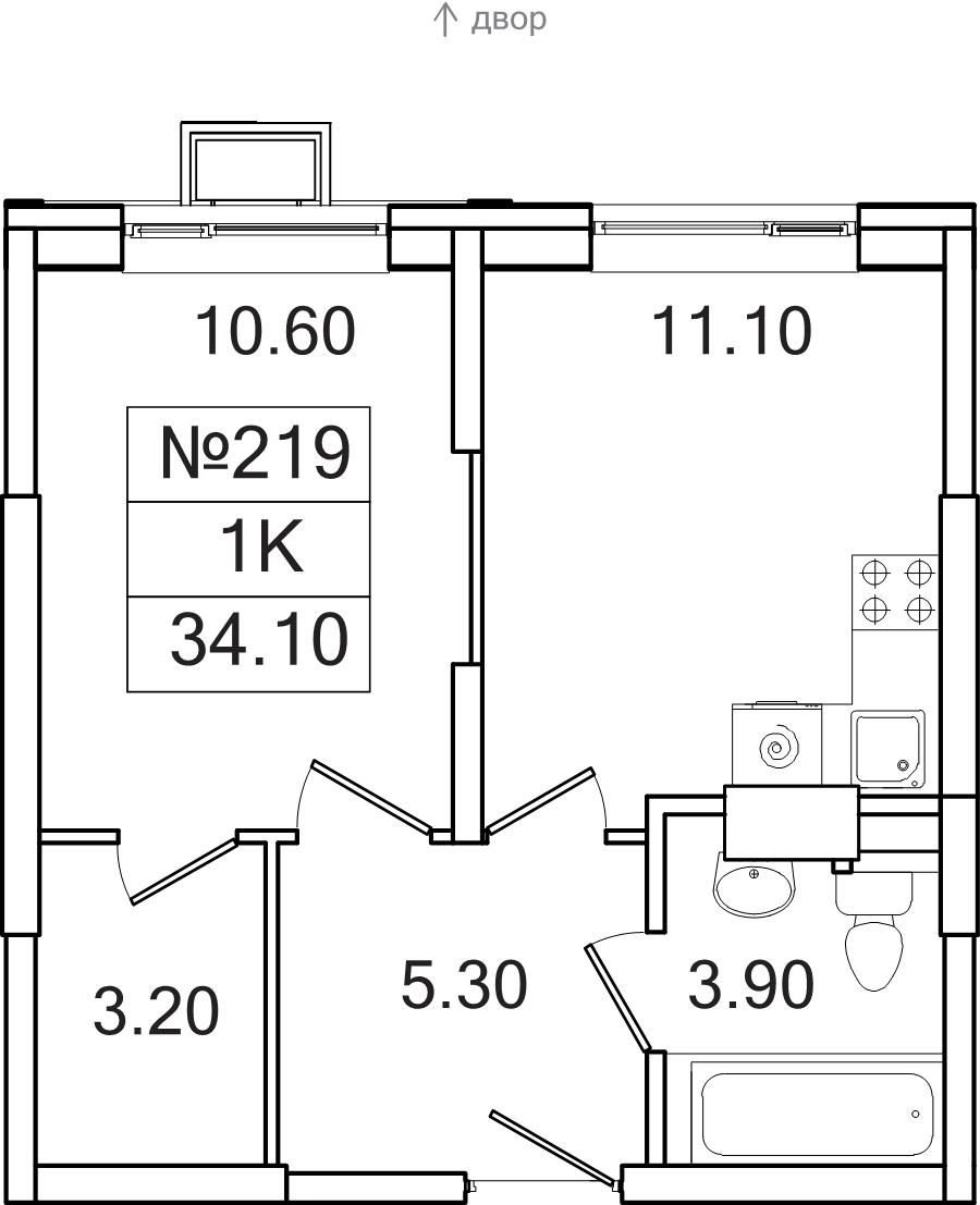 1 ккв 34,1 м²