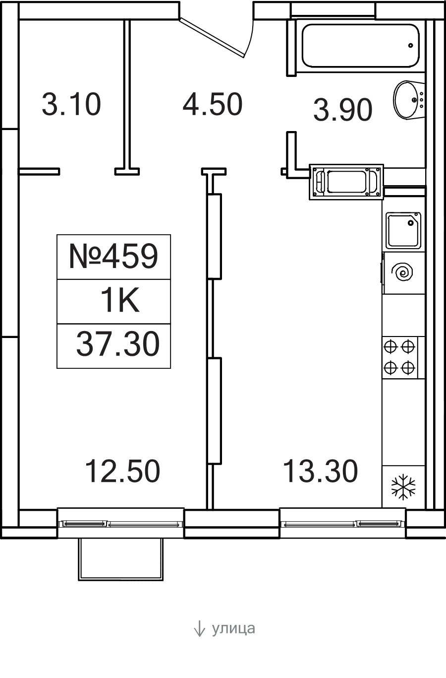 1 ккв 37,3 м²