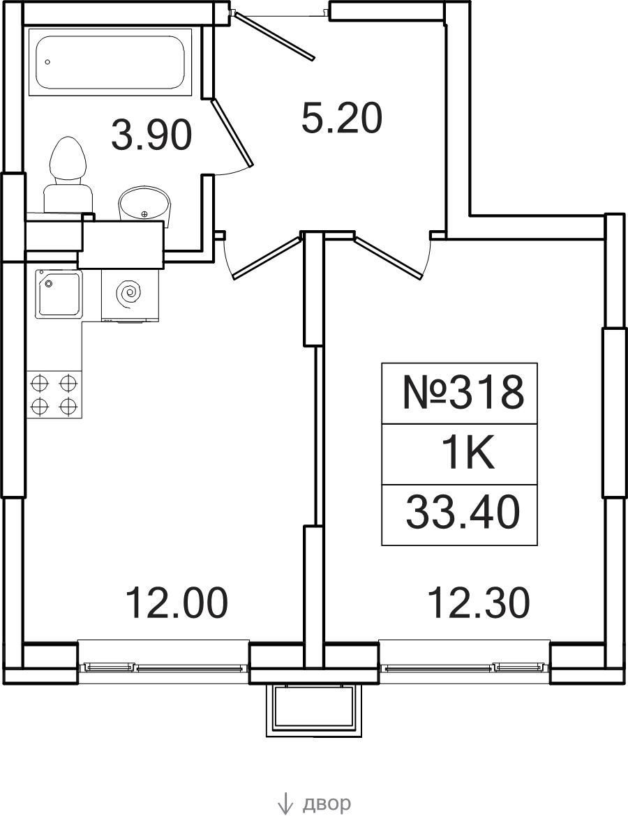 1 ккв 33,4 м²