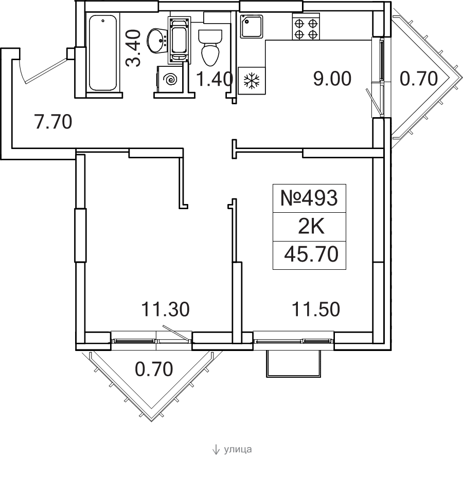 2 ккв 45,7 м²