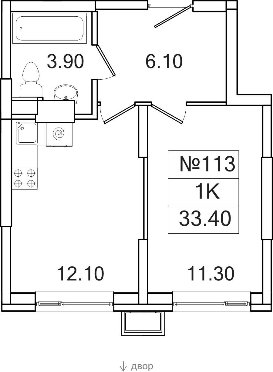 1 ккв 33,4 м²