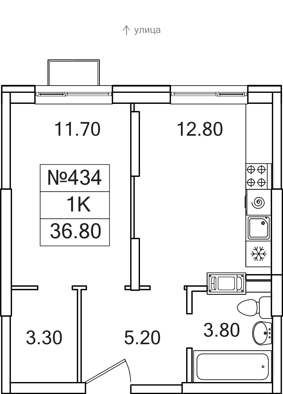 1 ккв 36,8 м²