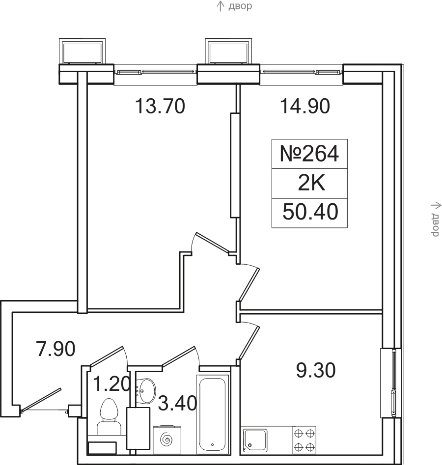 2 ккв 50,4 м²