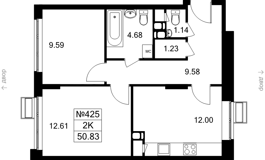 2 ккв 50,8 м²