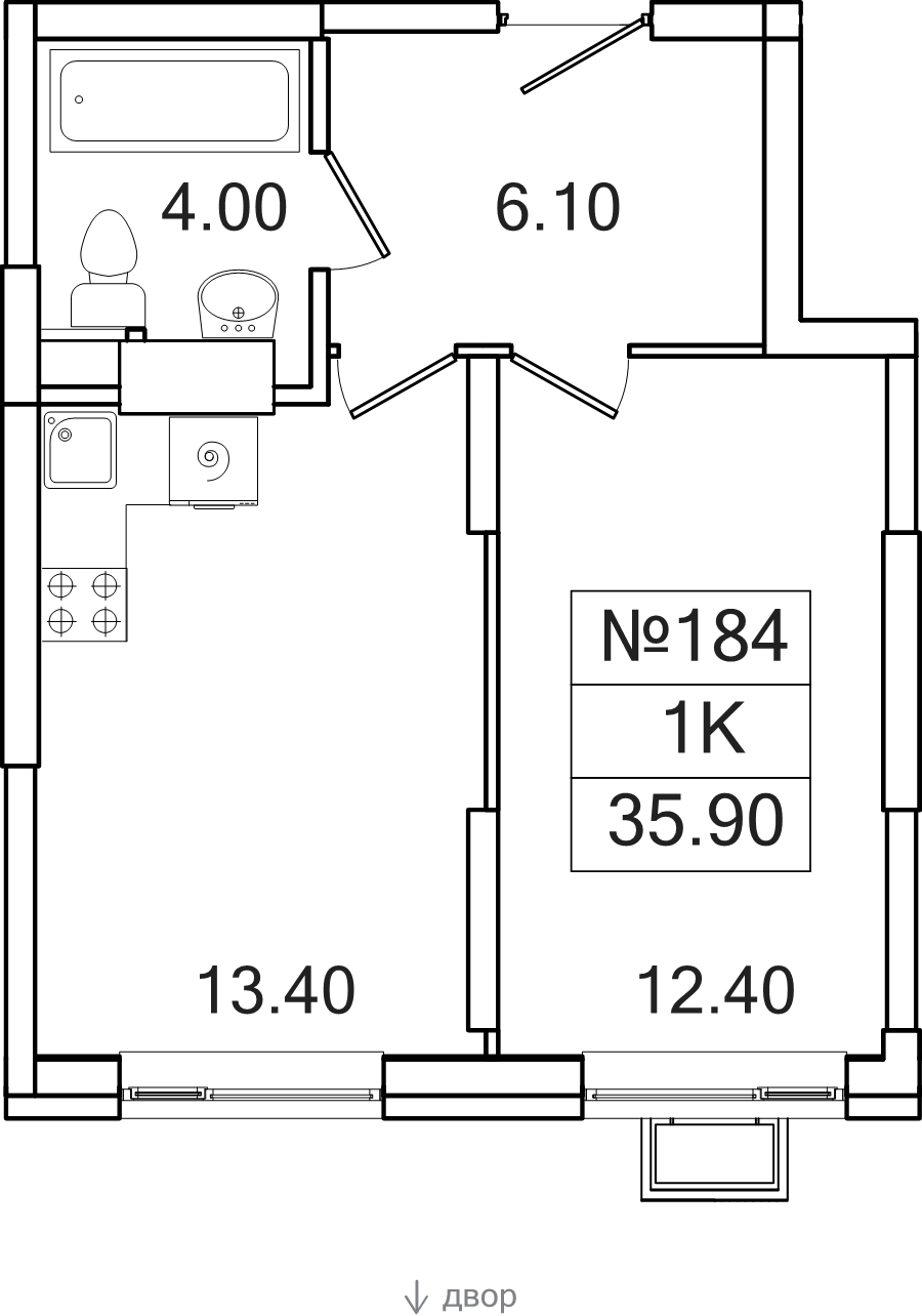 1 ккв 35,9 м²