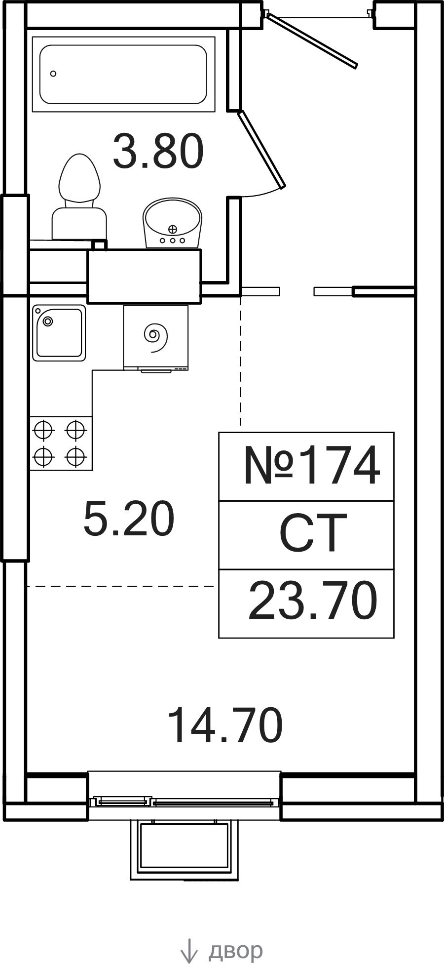 Студия 23,7 м²
