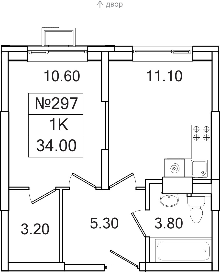 1 ккв 34 м²