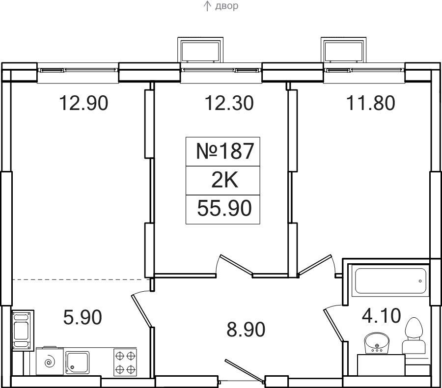3 ккв (Евро) 55,9 м²