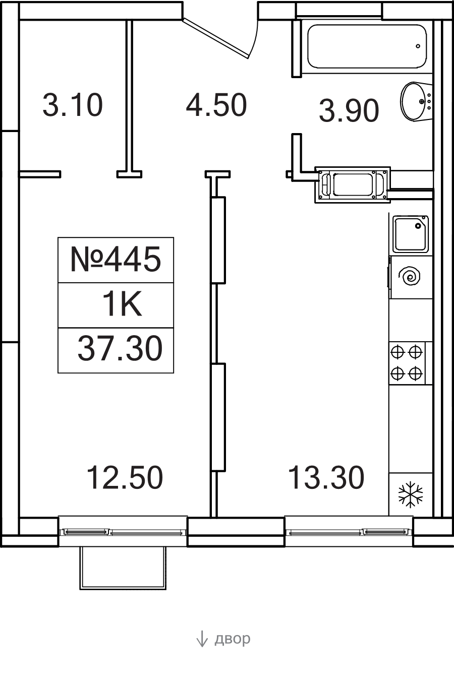 1 ккв 37,3 м²