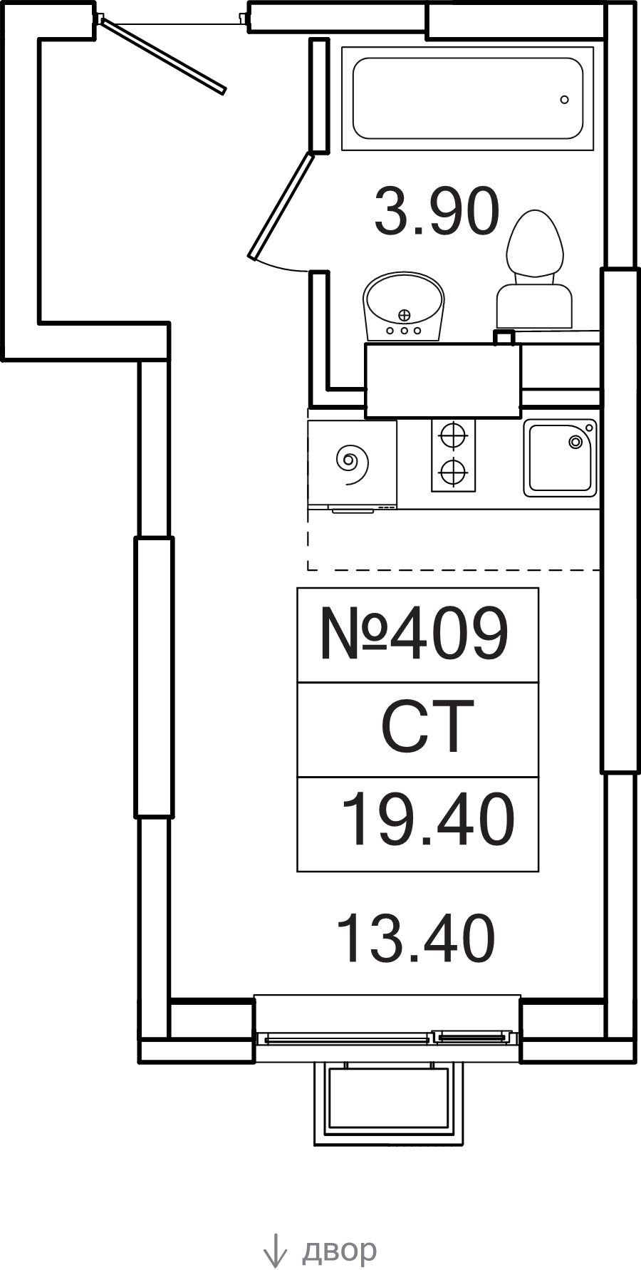 Студия 19,4 м²