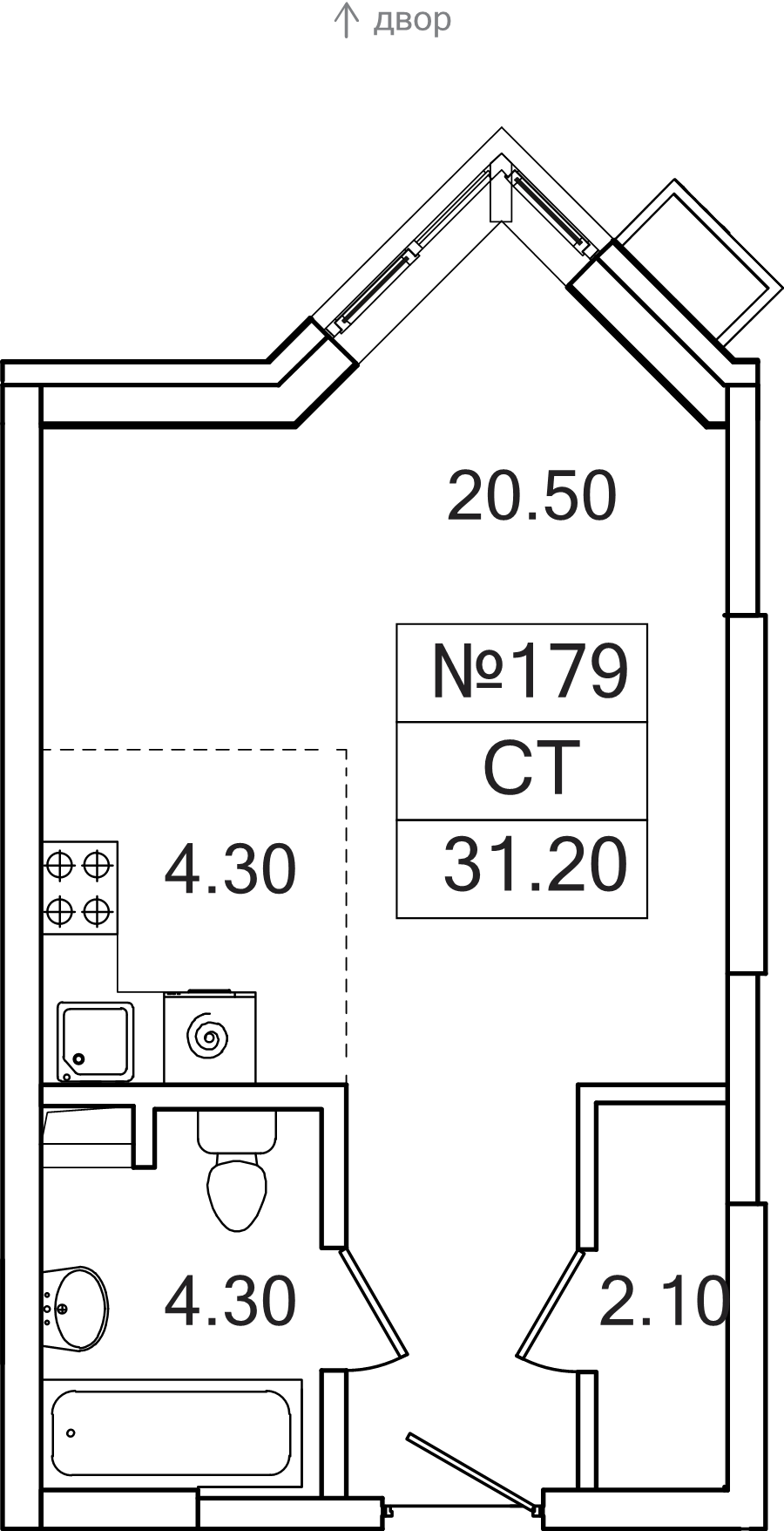 Студия 31,2 м²
