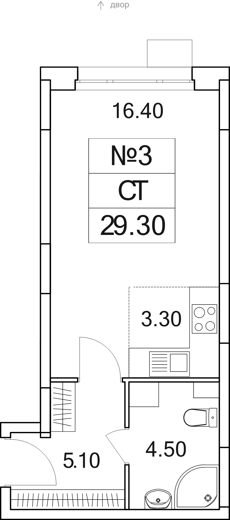 Студия 29,3 м²