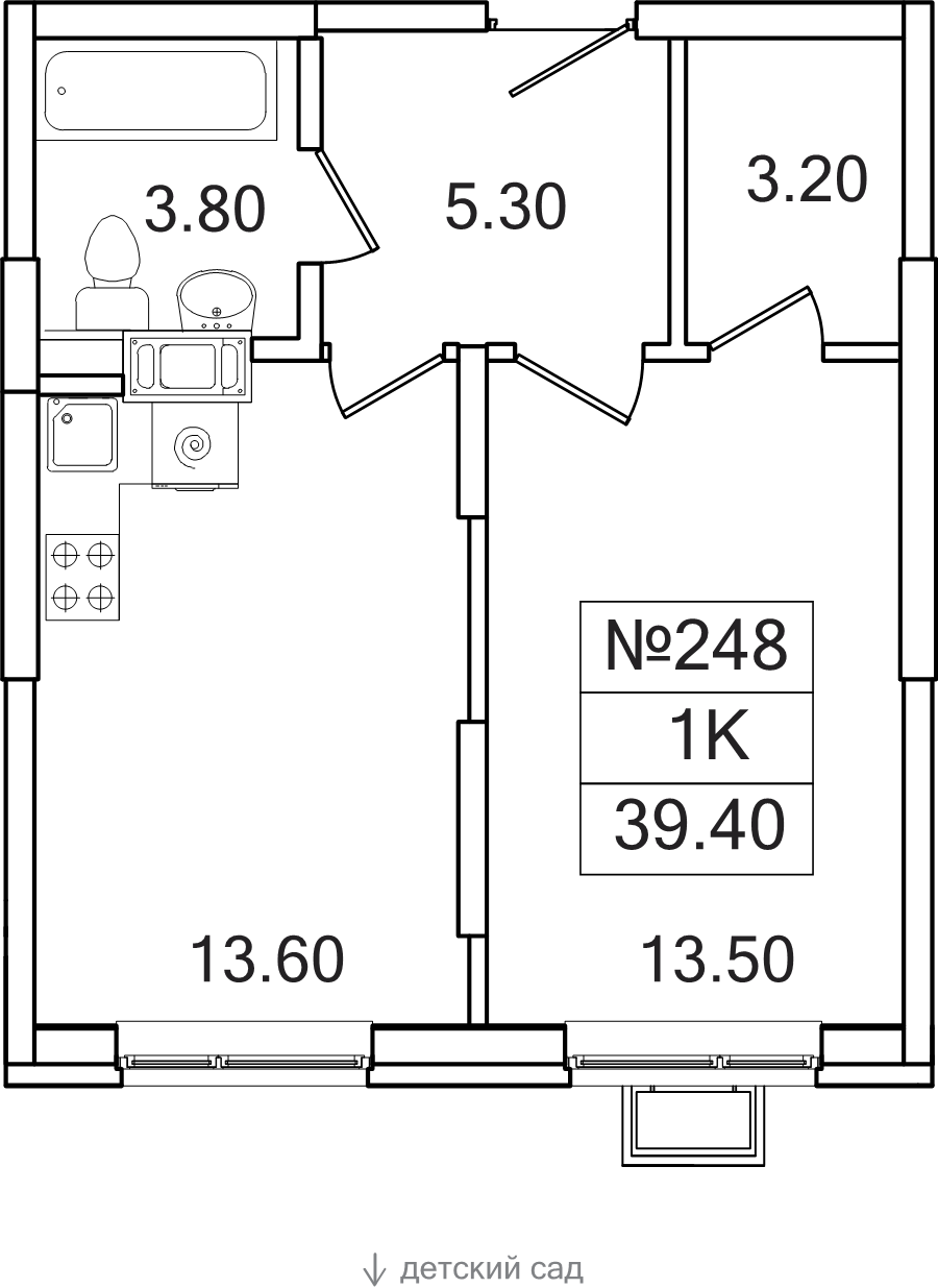1 ккв 39,4 м²