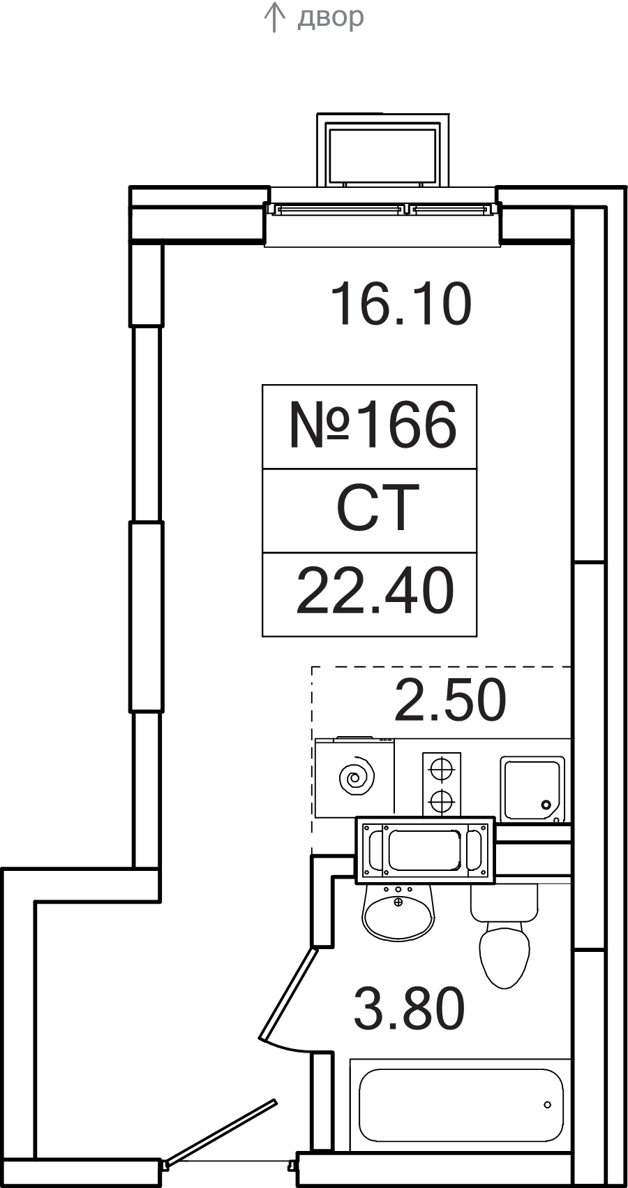 Студия 22,4 м²
