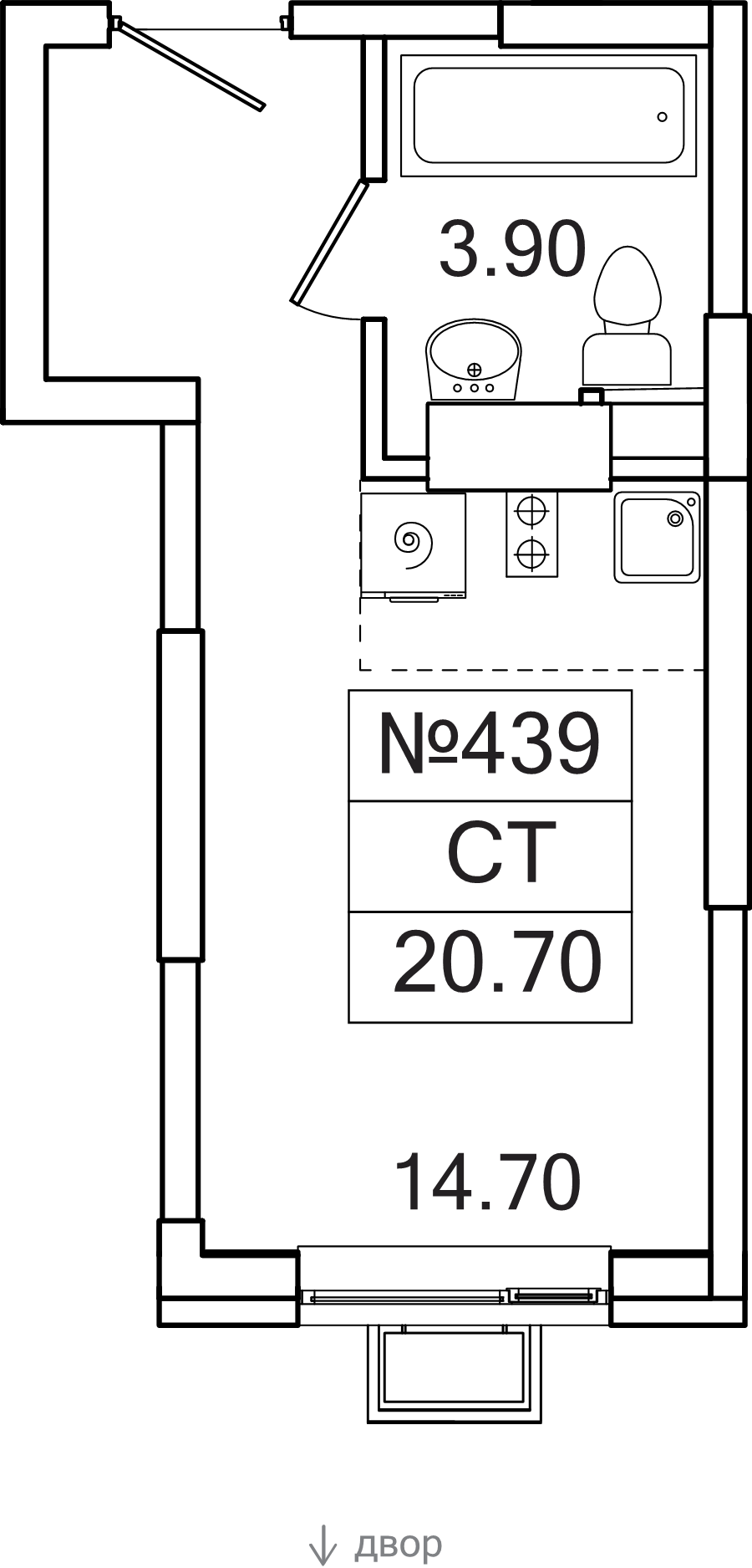 Студия 20,7 м²